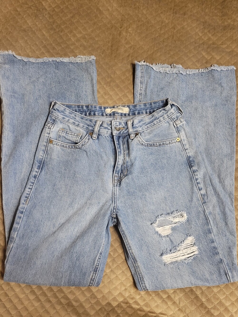 Rock & Roll Denim Womens Palazzo Flare Jeans High Rise Light Wash Blue 27x34